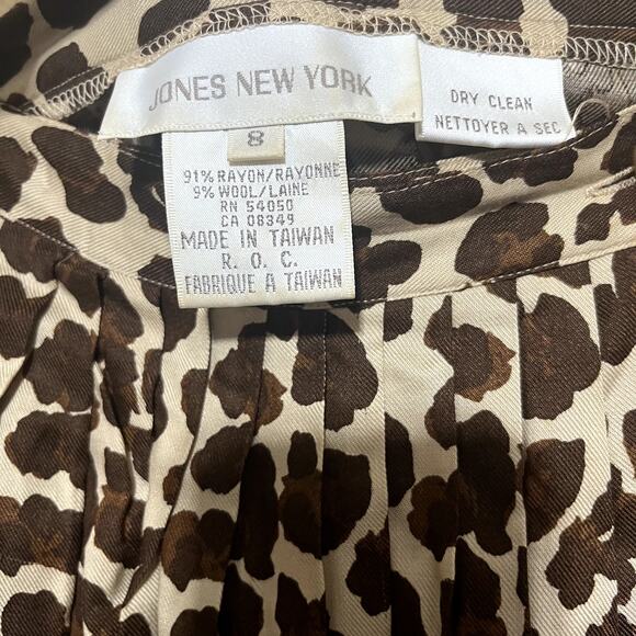 Jones New York Vintage Leopard Print Wrap Skirt Long Midi wool blend sz 8 - Picture 4 of 6